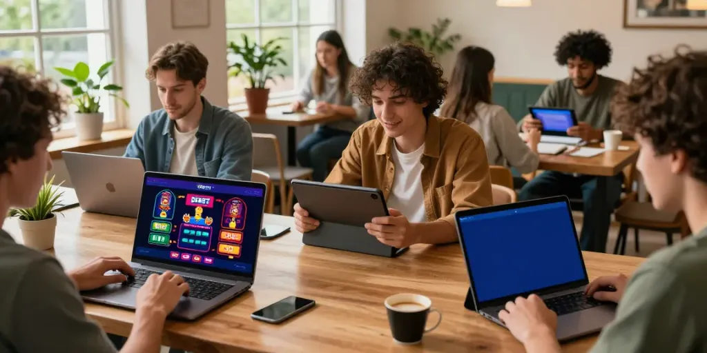 Exciting gaming experiences on debet.com with diverse players enjoying online casino and sports betting.