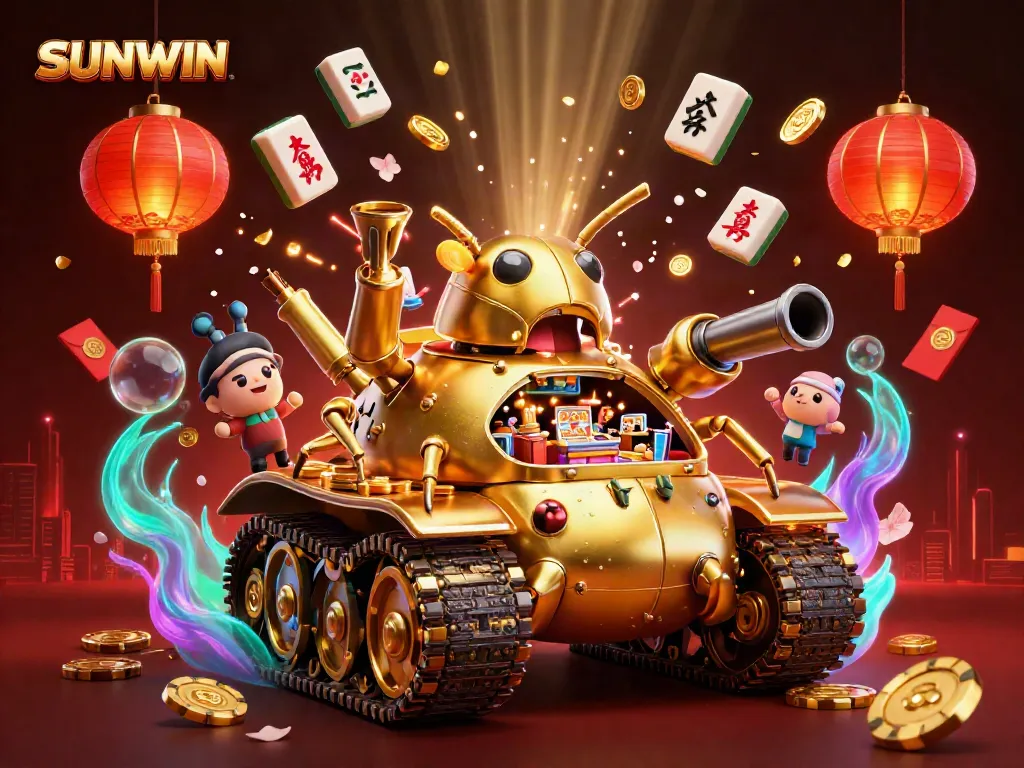 SUNWIN enhances gameplay with a 3D immersive casino scene featuring a golden beetle tank.