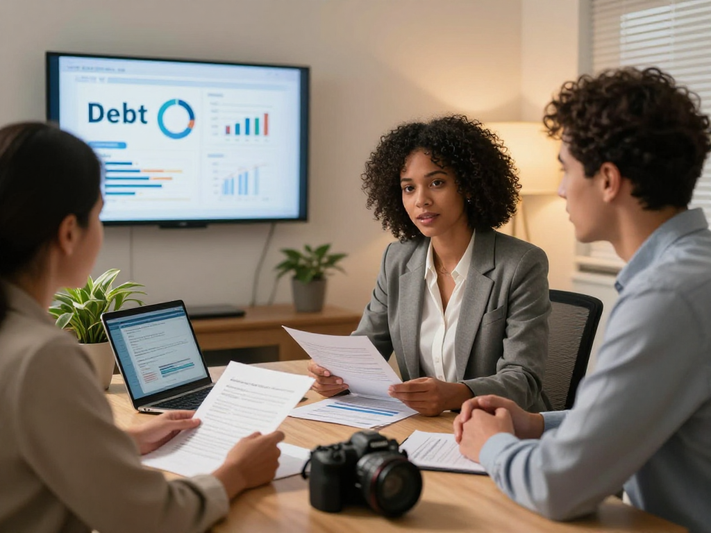 Debt consolidation Canada counseling session with diverse professionals discussing financial solutions.