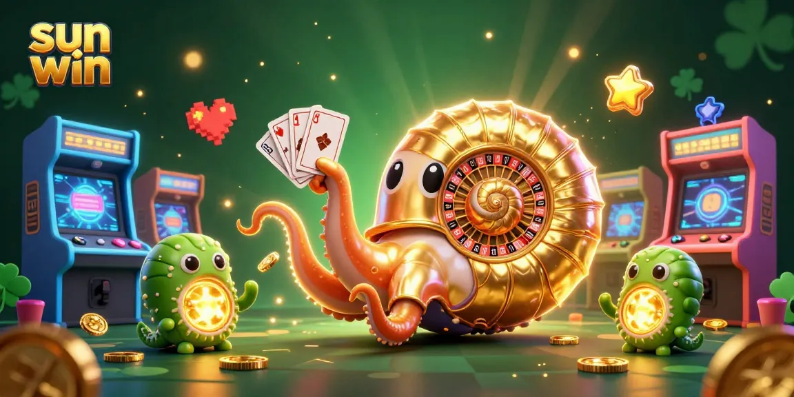 Engage in thrilling gaming with sun win, featuring a nautilus roulette wheel and vibrant game elements.