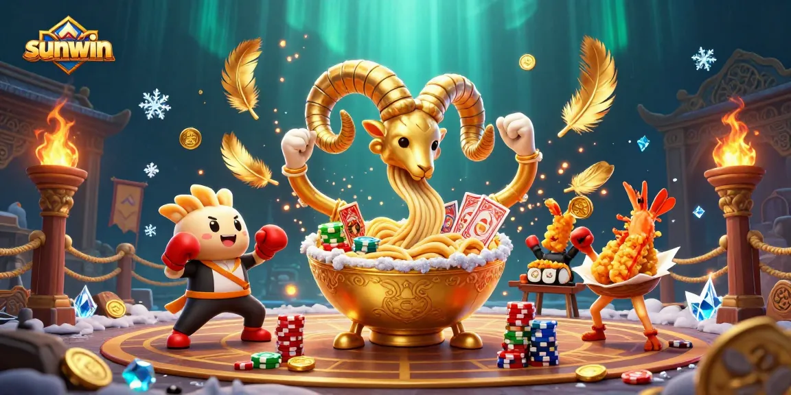 Engage in thrilling games with sunwin as a golden ramen bowl dealer captivates players among dynamic casino elements.